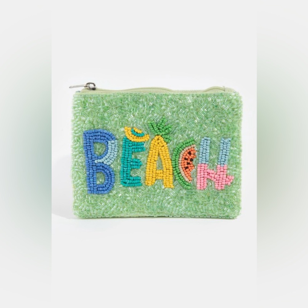 Vibrant Beach Seed Beaded Coin Purse